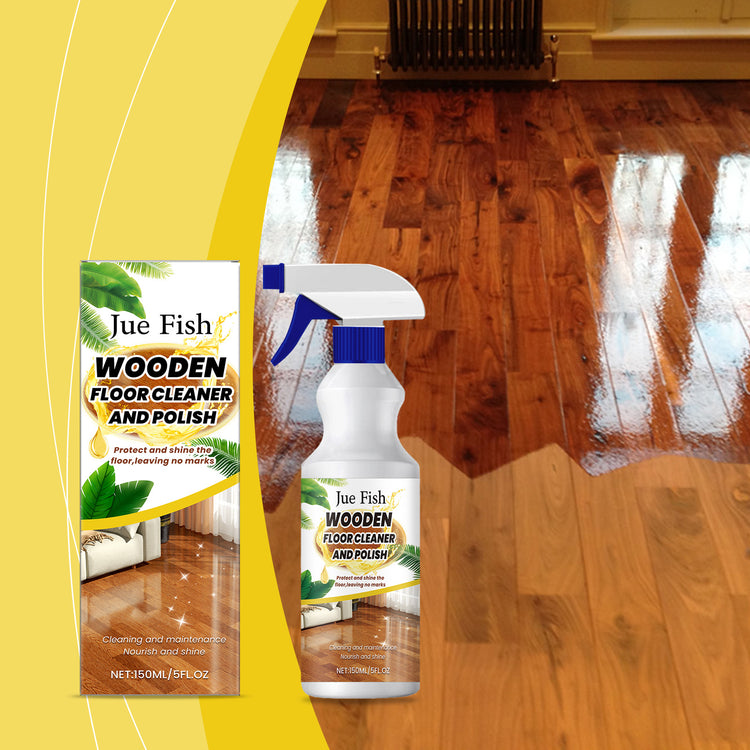 a bottle of wood floor cleaner and a box of water
