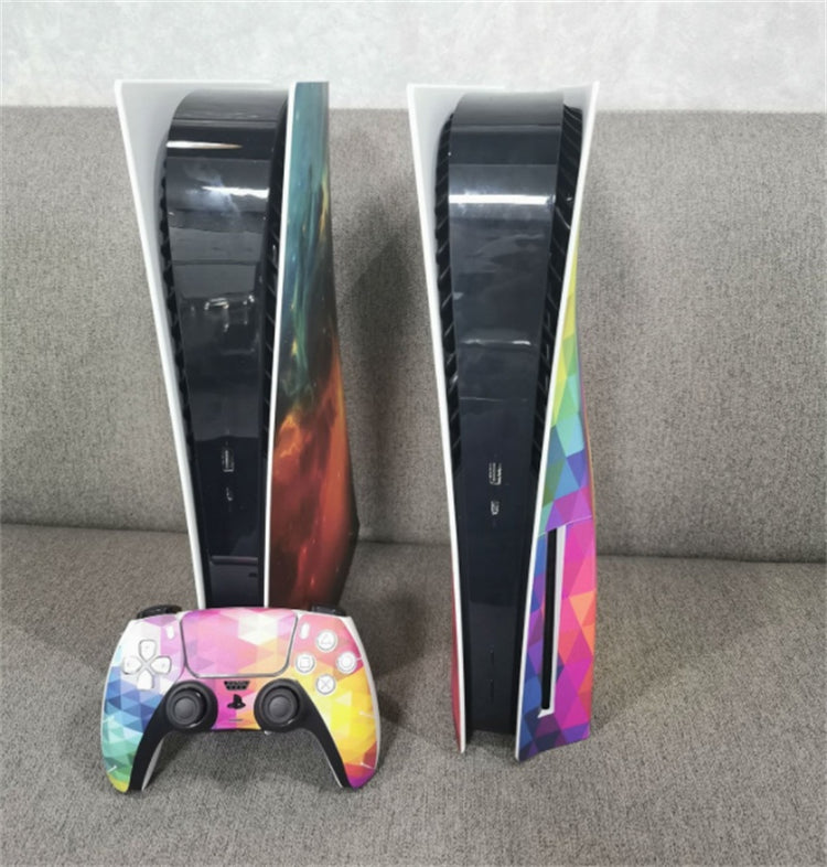 a video game console and controller