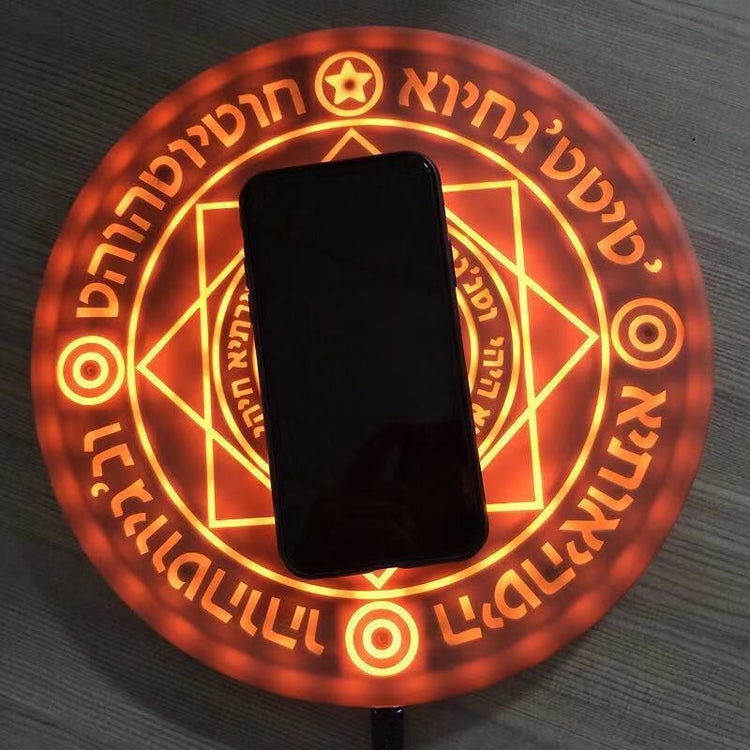 a phone on a circular object