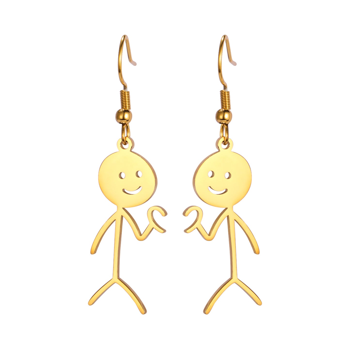 Titanium Steel Cut Hollowed Cartoon Single Side Bixin Villain Pendant Stainless Steel Earrings