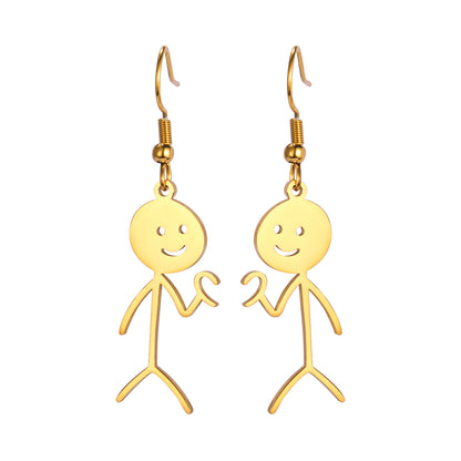 Titanium Steel Cut Hollowed Cartoon Single Side Bixin Villain Pendant Stainless Steel Earrings