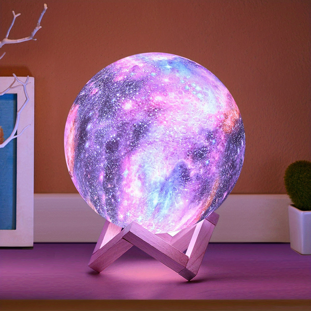 a glowing planet on a stand