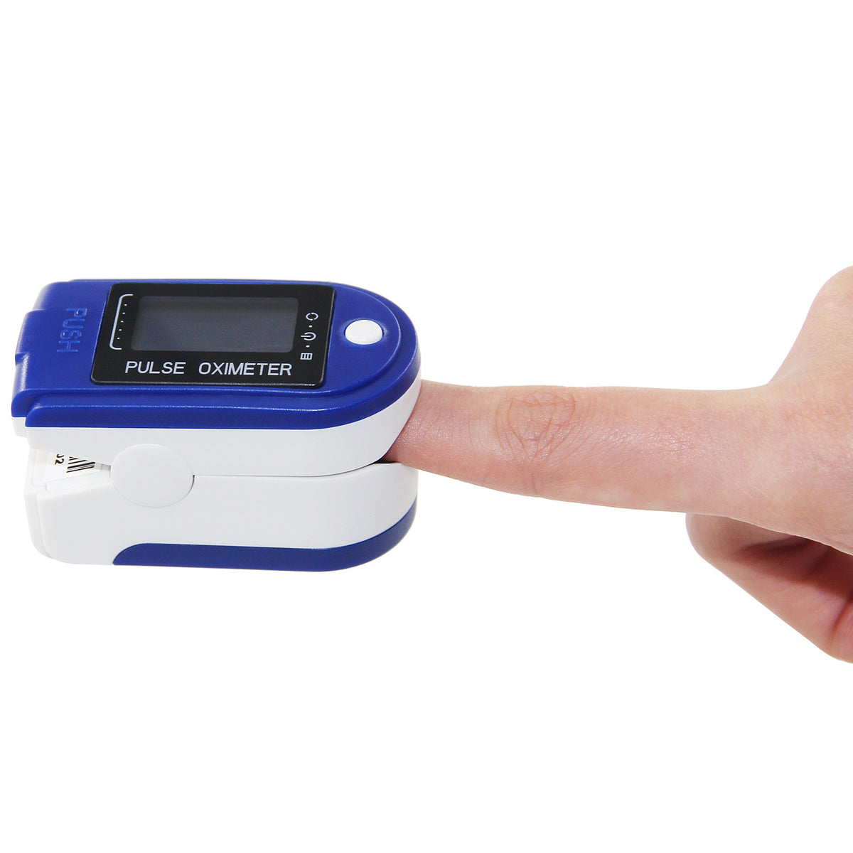 a finger with a pulse oximeter