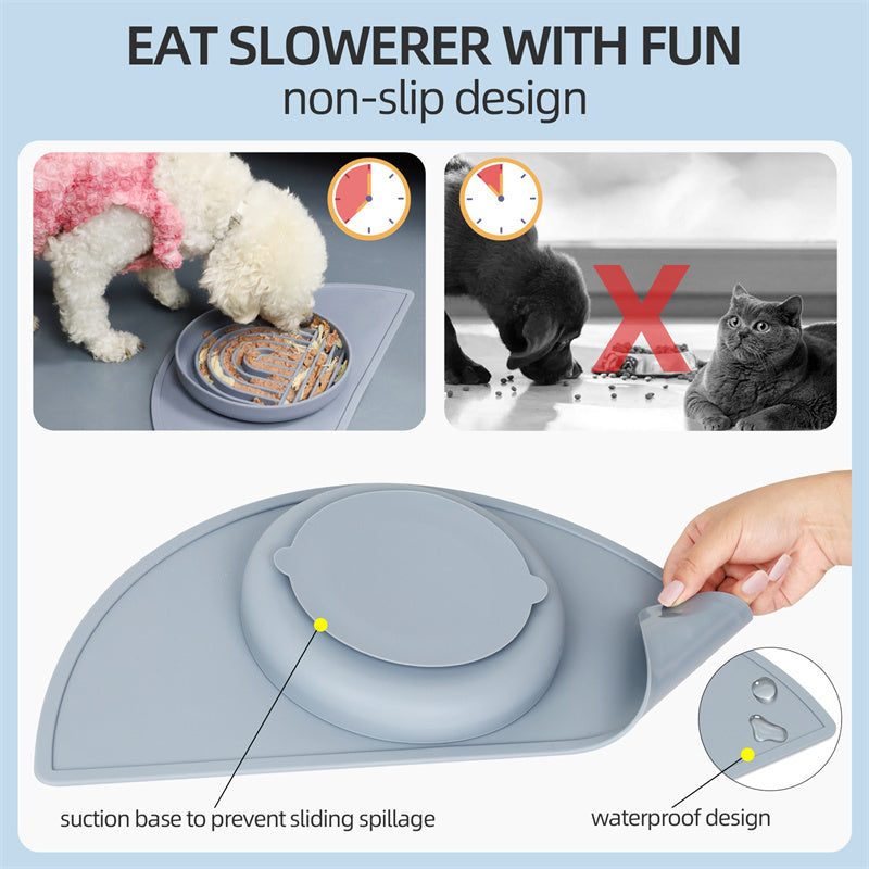 a collage of a cat and dog food bowl