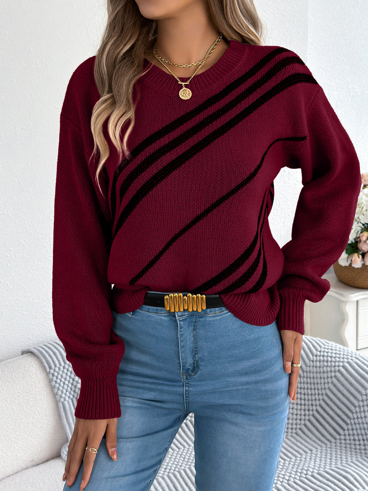 a woman wearing a red sweater