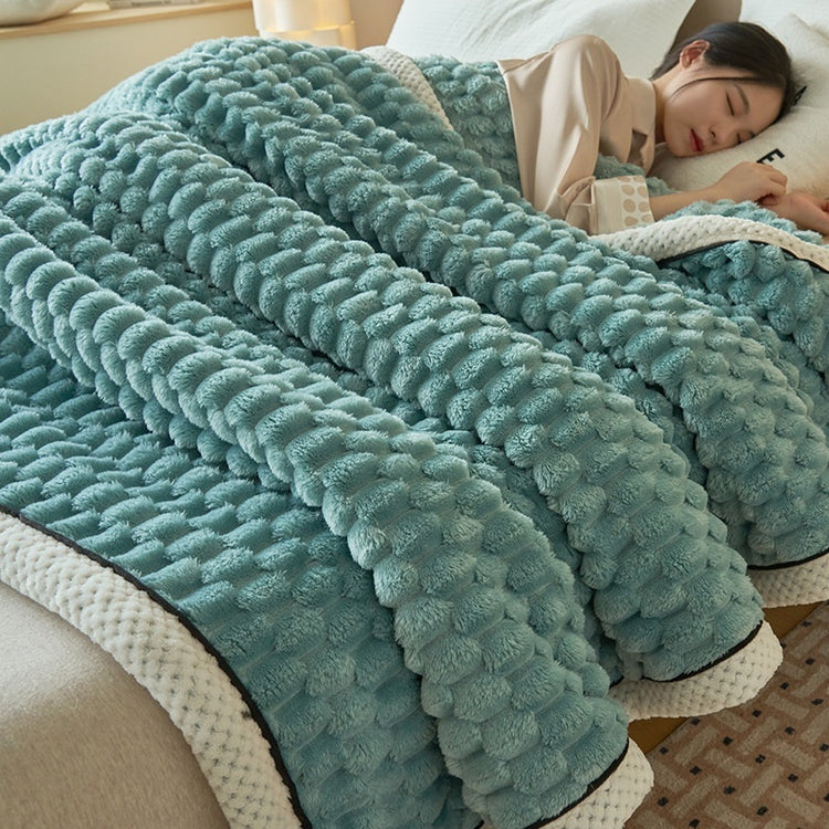 a woman sleeping in a bed