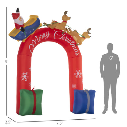 Christmas Inflatables Outdoor Decorations Arch with Santa Claus Riding a Sled