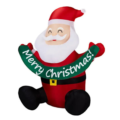 5.8FT Lighted Christmas Inflatable Decoration, Inflatable Santa Claus Holding Banner, Funny Blow Up Yard Decorations With Built-in LED Lights For Holiday Party Front Yard Lawn Garden Decor