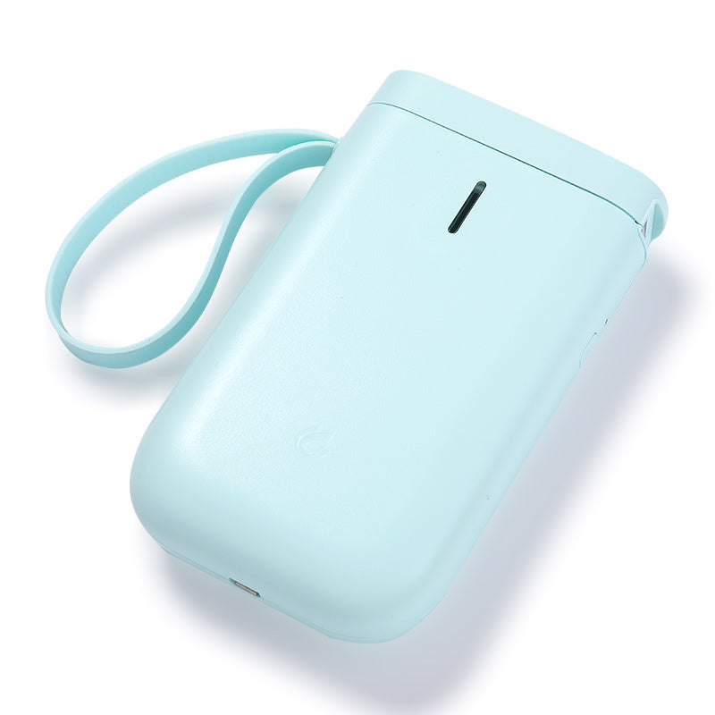 a blue rectangular device with a strap