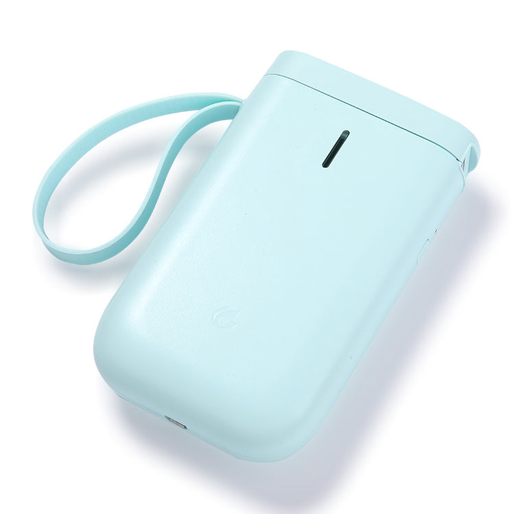 a blue rectangular device with a strap