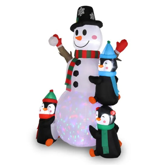 a group of inflatable penguins