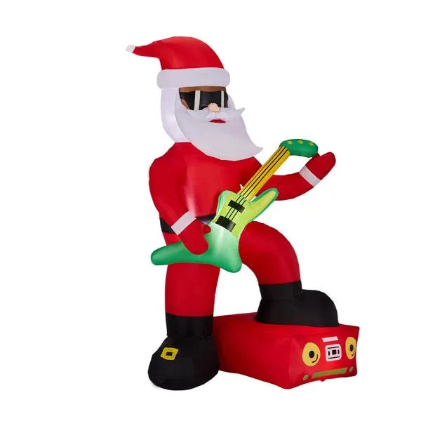 a inflatable santa claus with a guitar