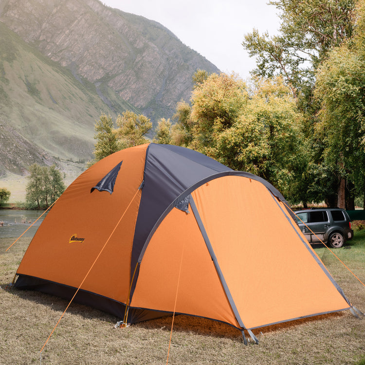 a tent in a field