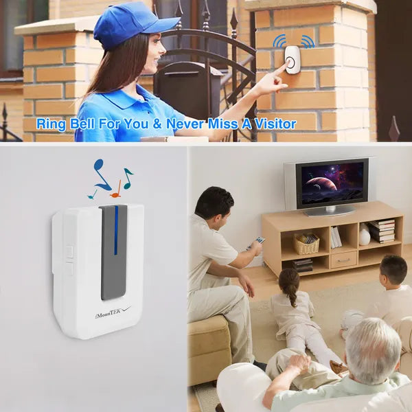 Wireless Doorbells Rings 1000FT Operating Range IP44 Waterproof Door Chime