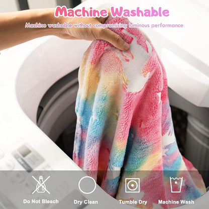 Glow In The Dark Throw Blanket, Blanket For Girls, Luminous Kids Blanket, Soft Blankets For 3,4,5,6,7,8,9,10 Year Old Girl Birthday Christmas Thanksgiving Gifts, 50 X 60 Inches