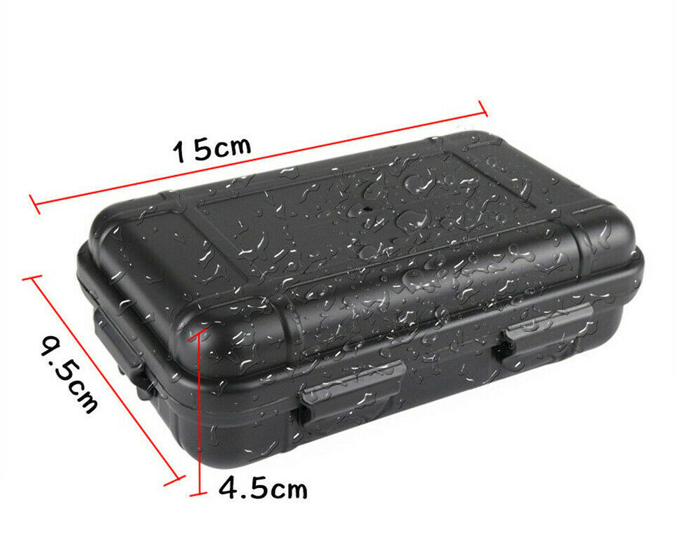 a black plastic box with water droplets on it