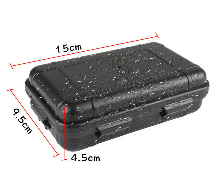 a black plastic box with water droplets on it