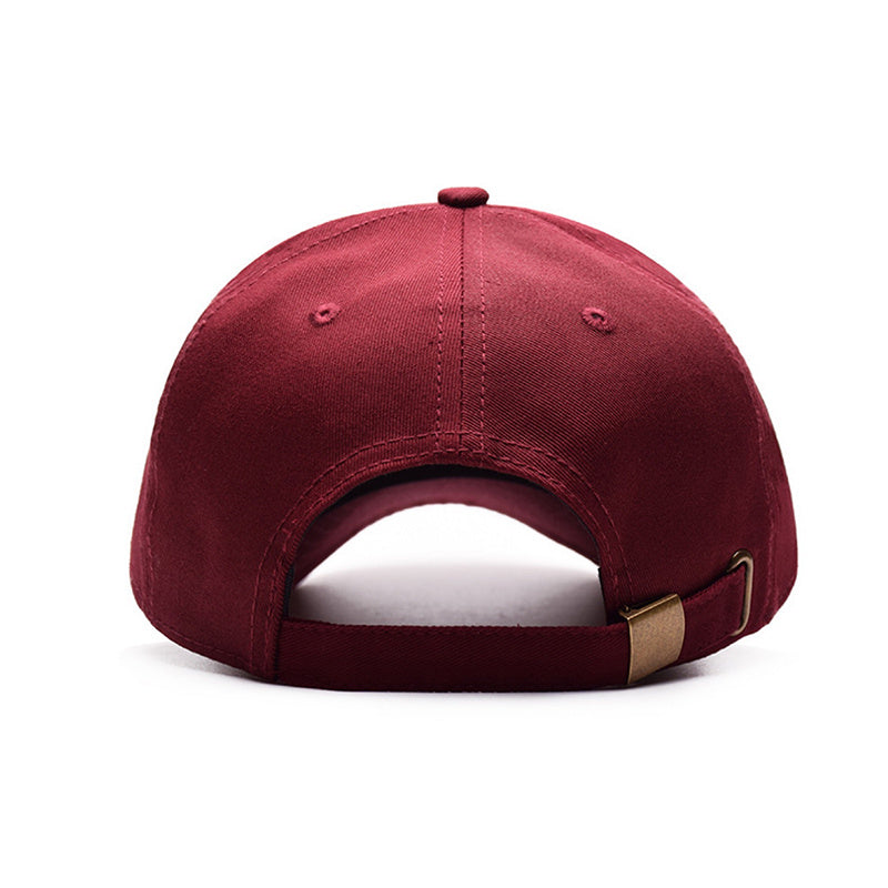 a red hat with a gold buckle