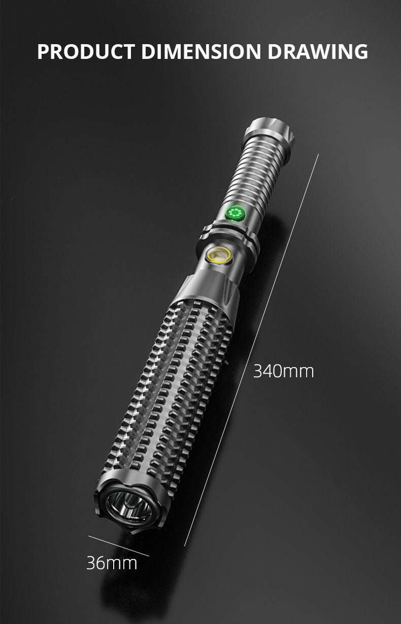 Self-Defense Wolf Tooth Stick Outdoor USB Rechargeable Car Led Security Patrol Broken Window Power Flashlight