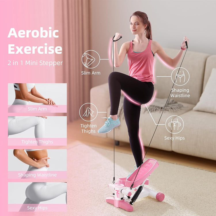a woman on a step stepper
