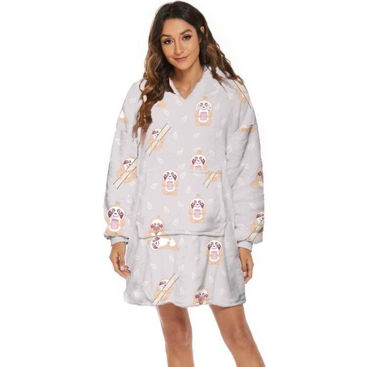Cartoon Fruit Printed Lazy Blanket Hooded
