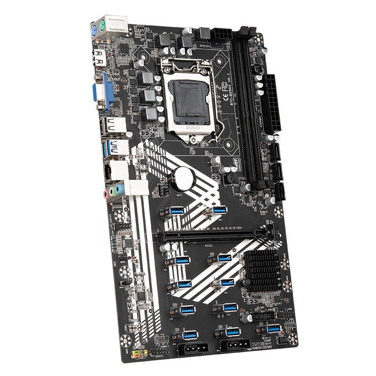 a black and white computer motherboard