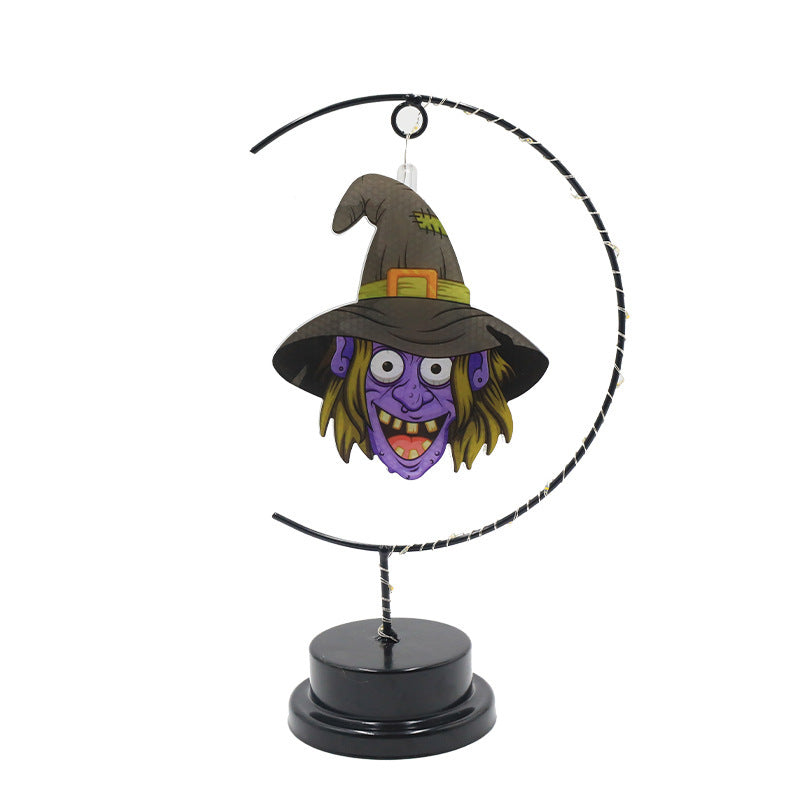 Led Halloween Wrought Iron Witch Modeling Lamp Atmosphere Decorative Lamp
