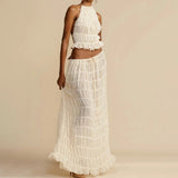 Women's 2-Piece Halter Top and Pleated Dress Set