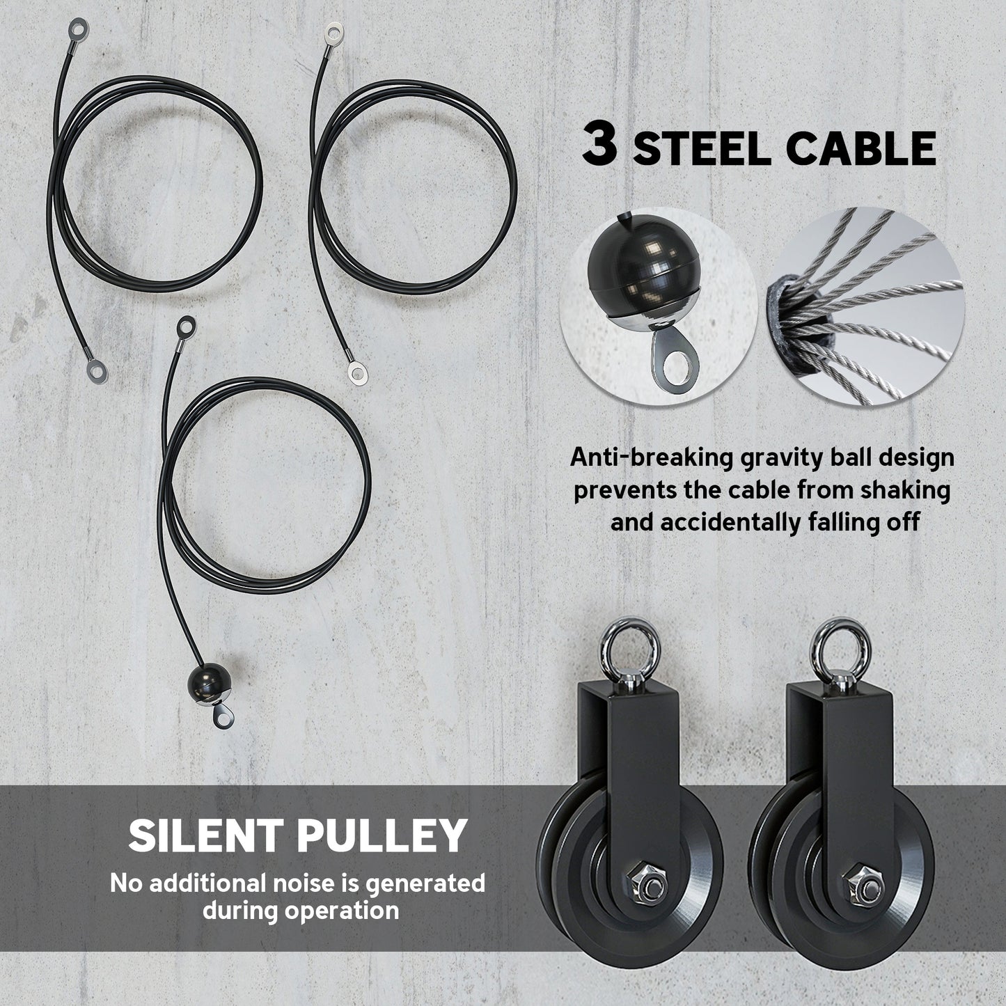 Weight Cable Pulley System for Home Gym with Universal Loading Pin for LAT Pull Down, Biceps Curl Workout, Red