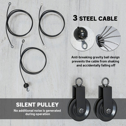 Weight Cable Pulley System for Home Gym with Universal Loading Pin for LAT Pull Down, Biceps Curl Workout, Red