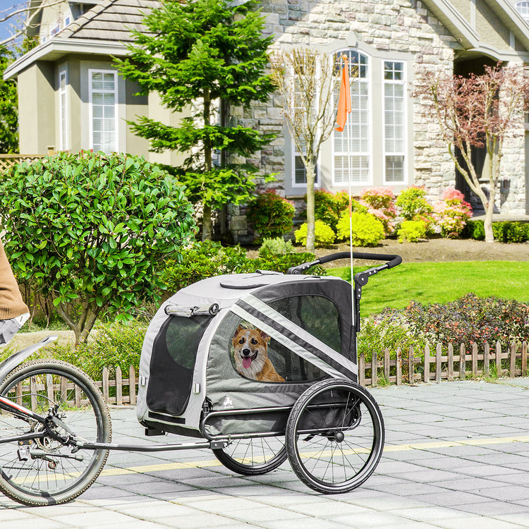 a dog in a dog carrier