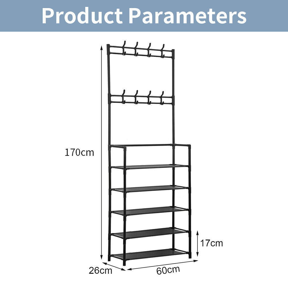 a black metal rack with shelves