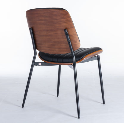 A&A Furniture, Dining Chairs Set Of 2 Mid Century Modern Retro Faux Leather Chair With Walnut Bentwo
