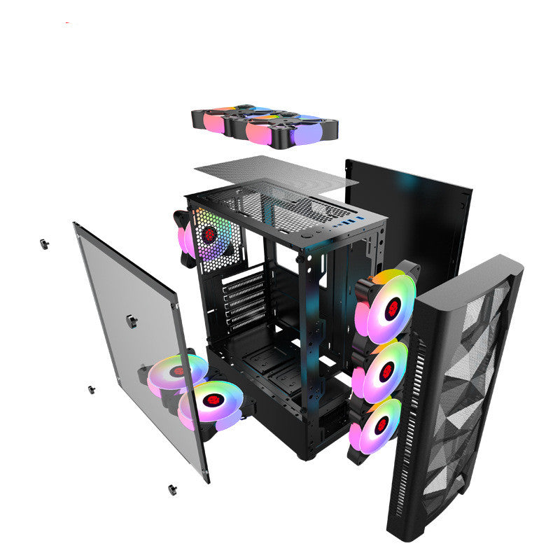 a computer tower with many colorful lights