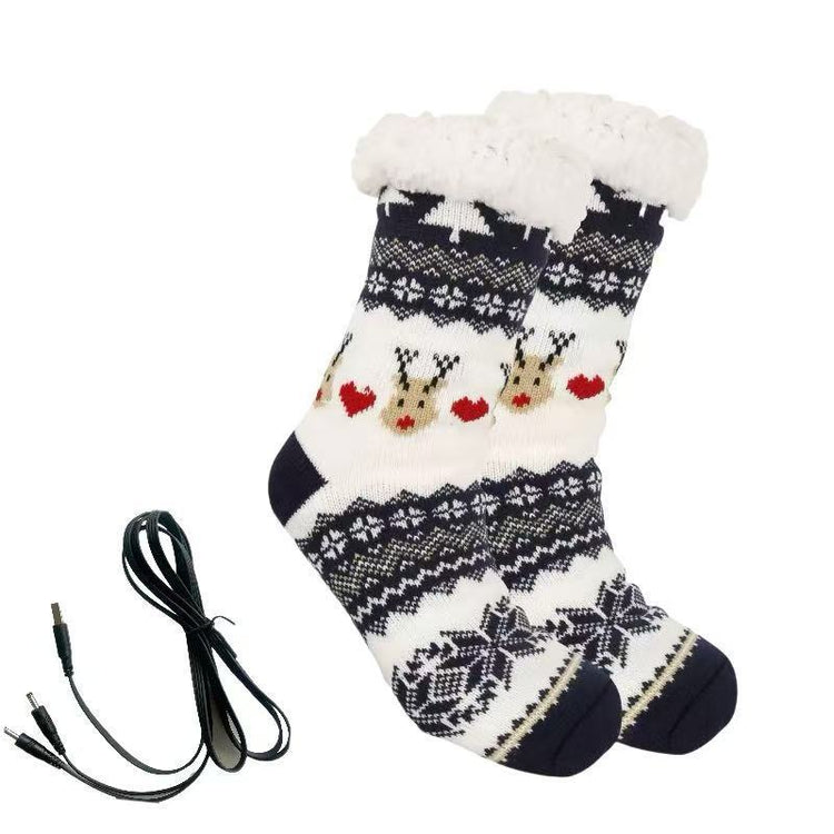 a pair of socks with a pattern and a cord