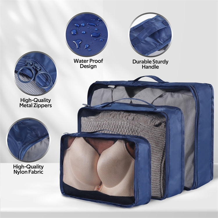 a blue bag with different types of clothing inside