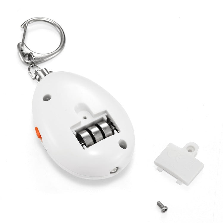 a small white key chain with a screw