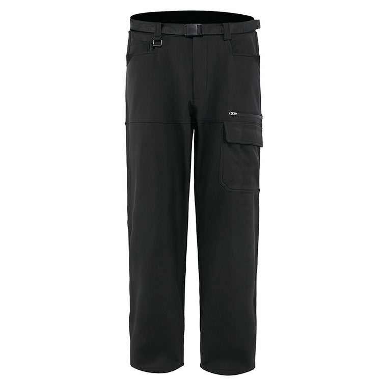 a black pants with a belt