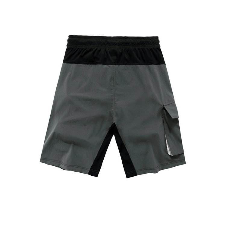 a pair of grey and black shorts