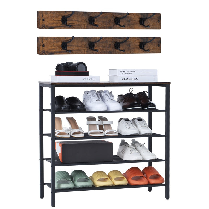 a shelf with shoes and shoes on it