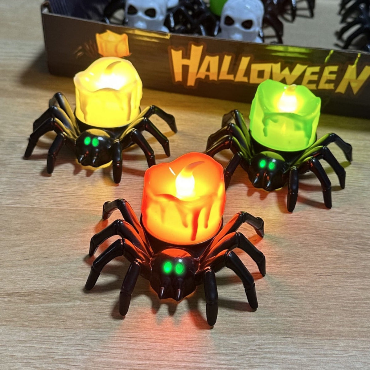 a group of spiders with lights