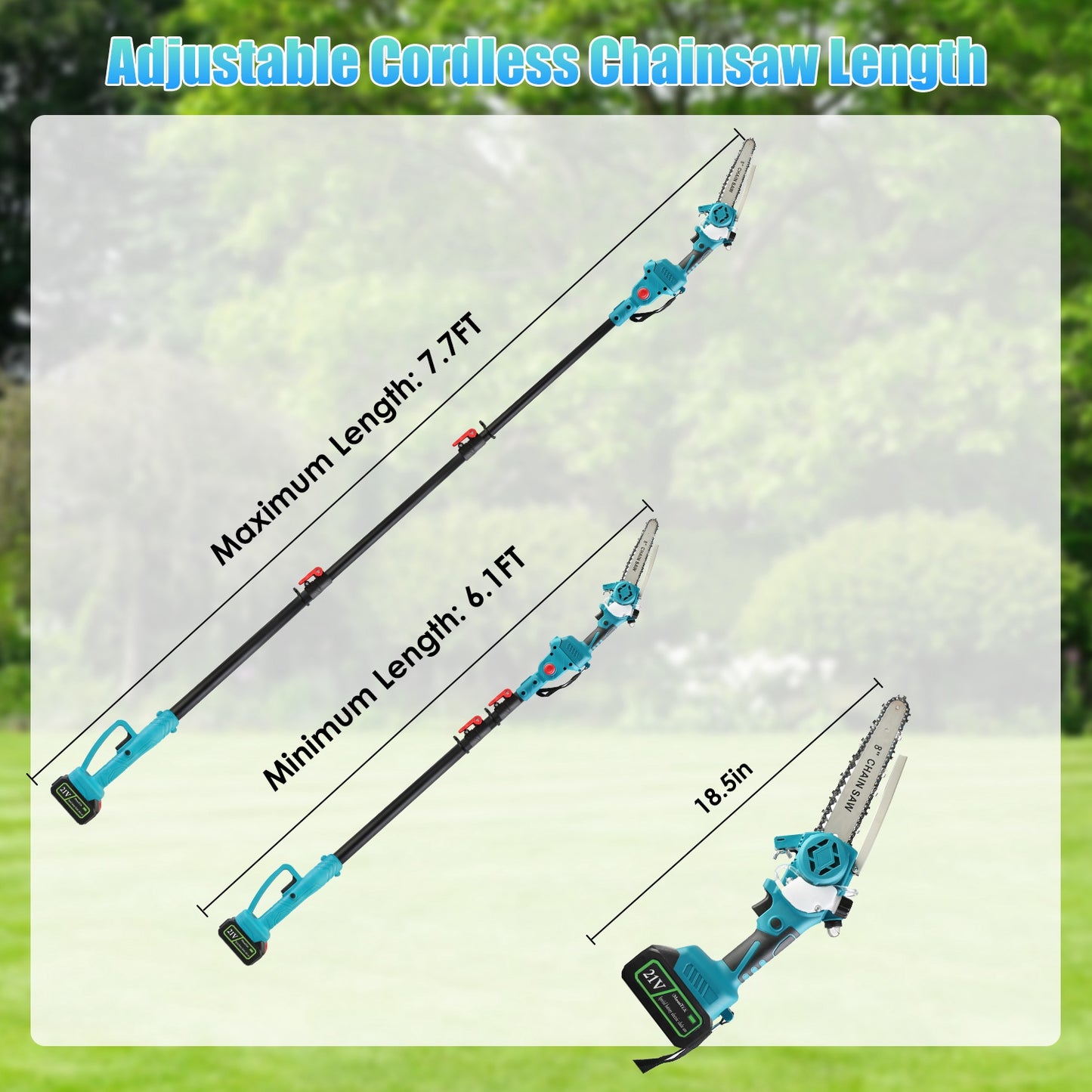1Set 2 In1 Cordless Pole Saw And Mini Chainsaw With Extension Pole 21V Battery 8in Electric Brushless Pole Chainsaw With Auto Oiler Safety Switch 6.4LBS Lightweight For Tree Trimming