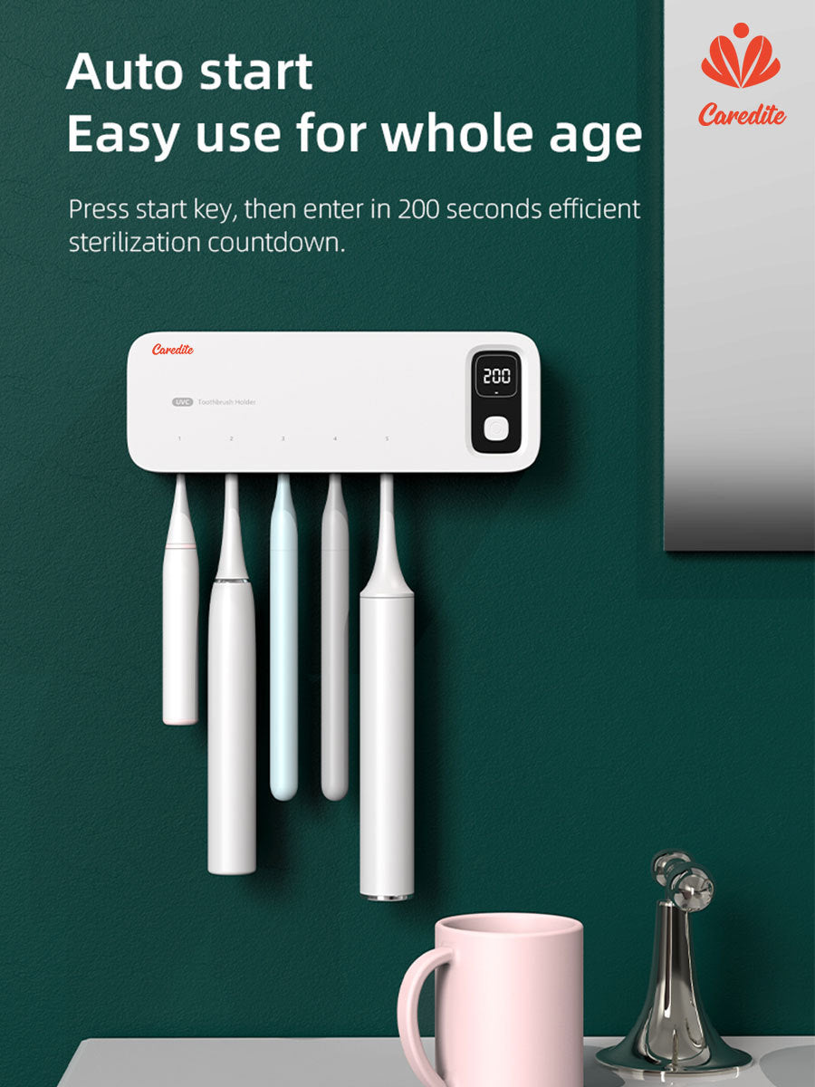 a white device with several toothbrushes