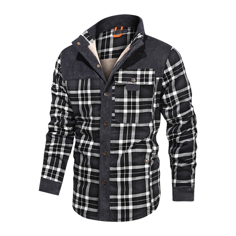 a black and white plaid shirt