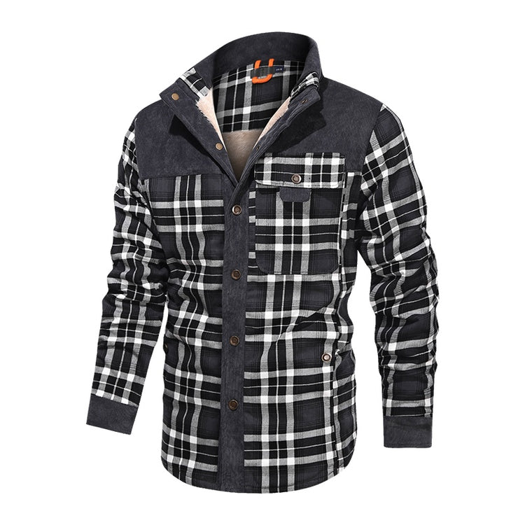 a black and white plaid shirt