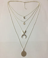 Layered Moon Disc Pendant Necklace