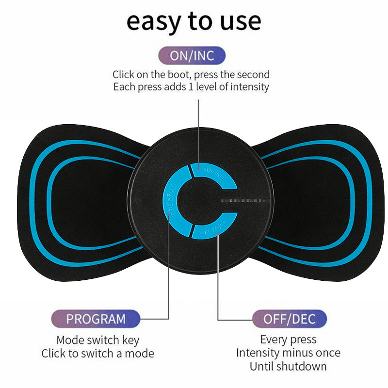 a black and blue device with text