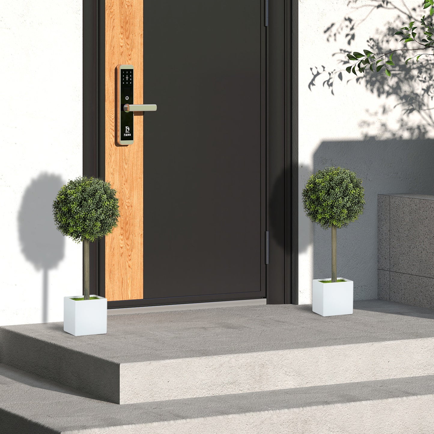 Lifelike Artificial Plants Set of 2, Fake Boxwood Topiary Balls with 114 PE Leaves for Home or Office Decor, Green