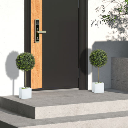 Lifelike Artificial Plants Set of 2, Fake Boxwood Topiary Balls with 114 PE Leaves for Home or Office Decor, Green