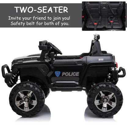 Kids Ride-On Car 12V RC 2-Seater Police Truck Electric Car For Kids with Full LED Lights